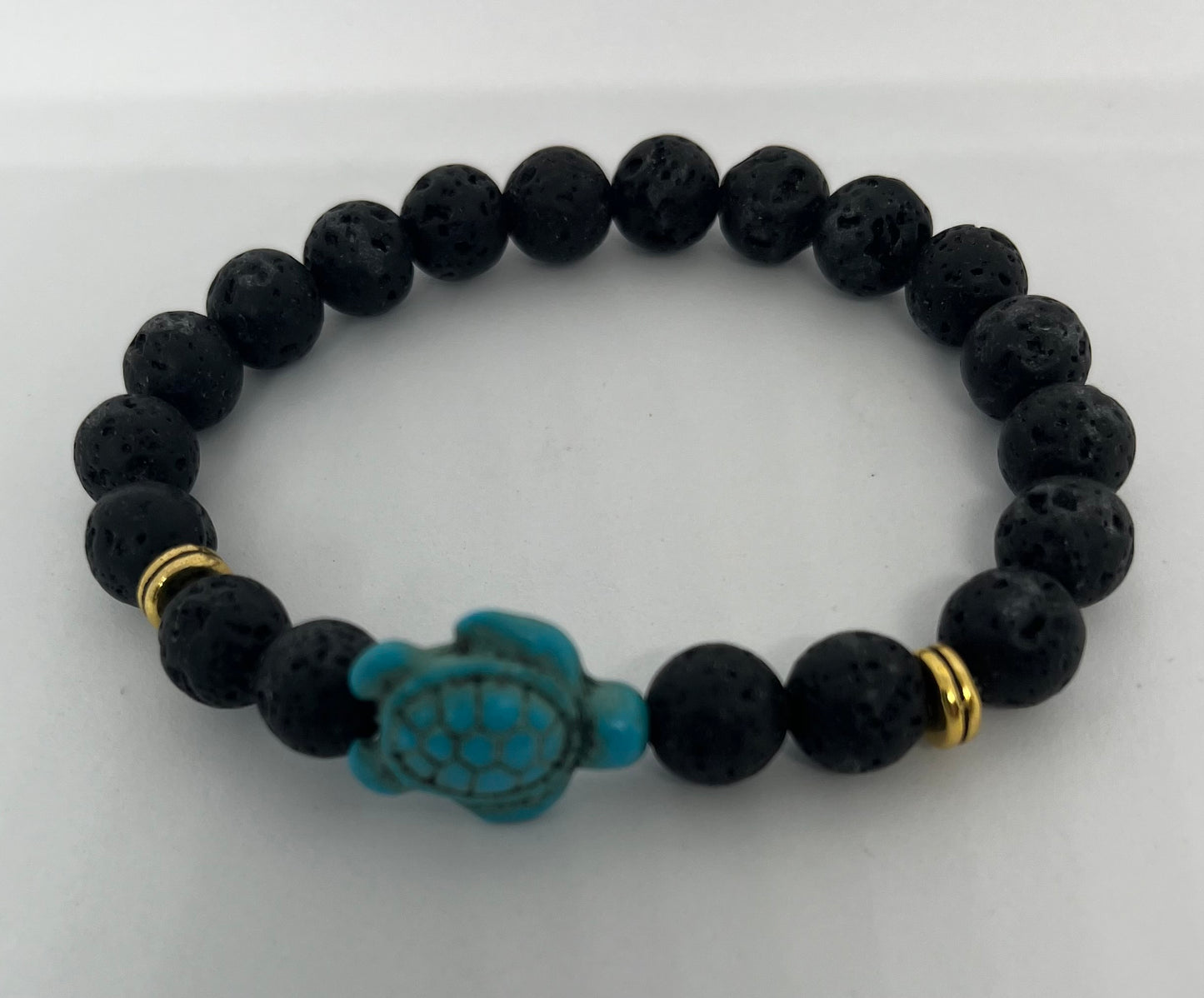 Lava Stone Turtle Bracelet 8mm